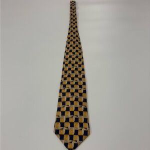 Joseph A. Bank Silk Gold and Blue Checkered Tie